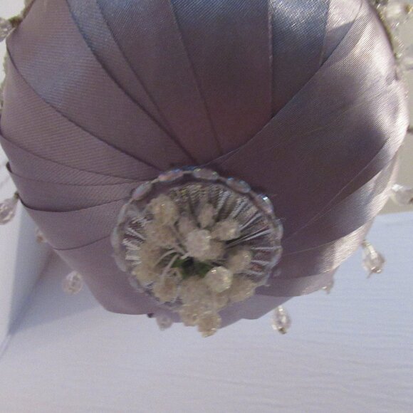 Princess Christmas bulb. Handmade, violet, crystal, pearl, lace, large, holiday - Picture 3 of 3